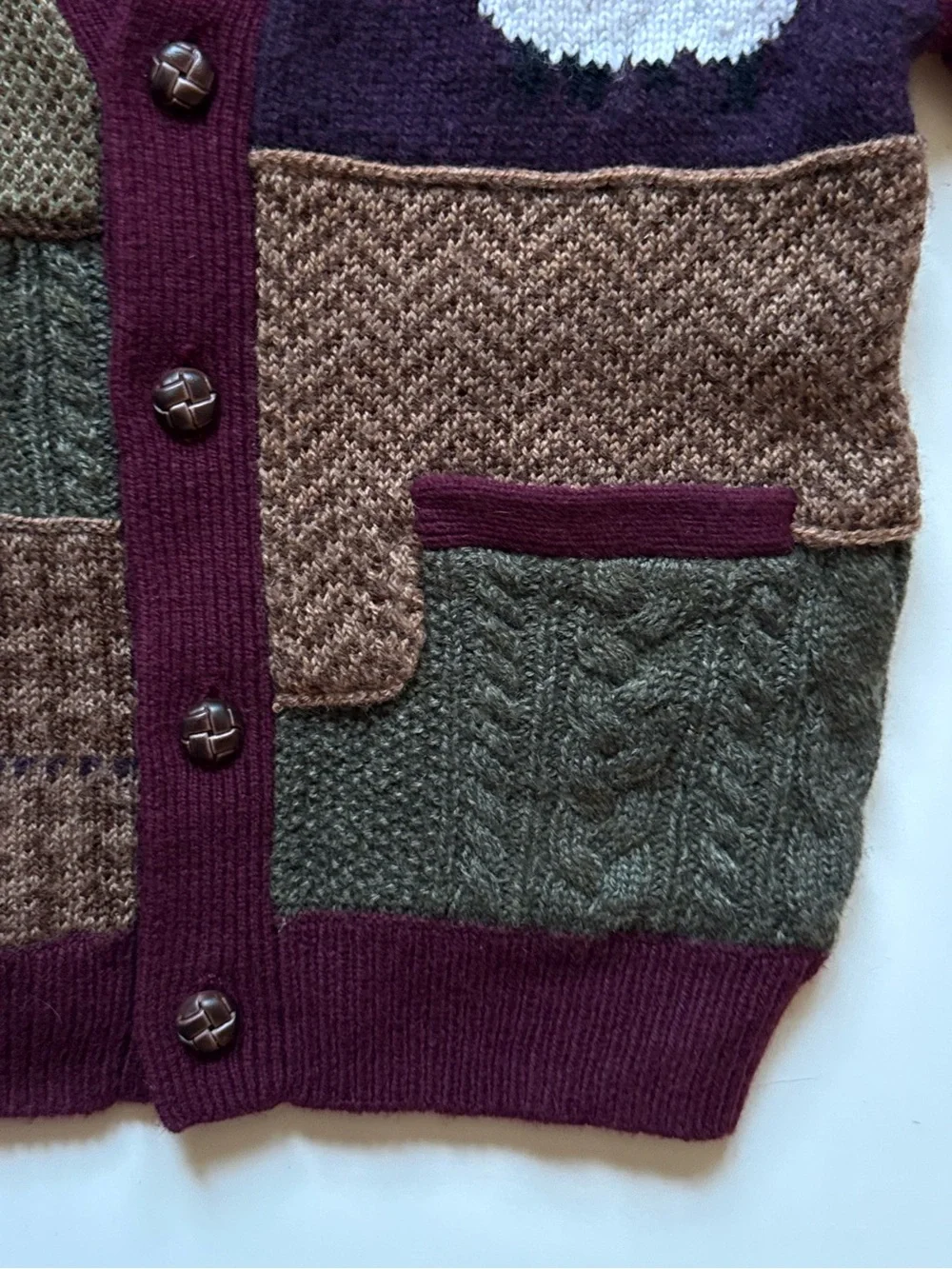 Ralph Lauren Baby Unisex Patchwork V-Neck Cardigan - Size 18-24M